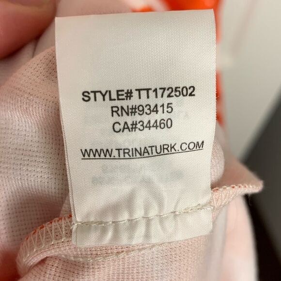 Trina Turk Halter Neck Dress Orange and White Size 6 - Picture 8 of 13